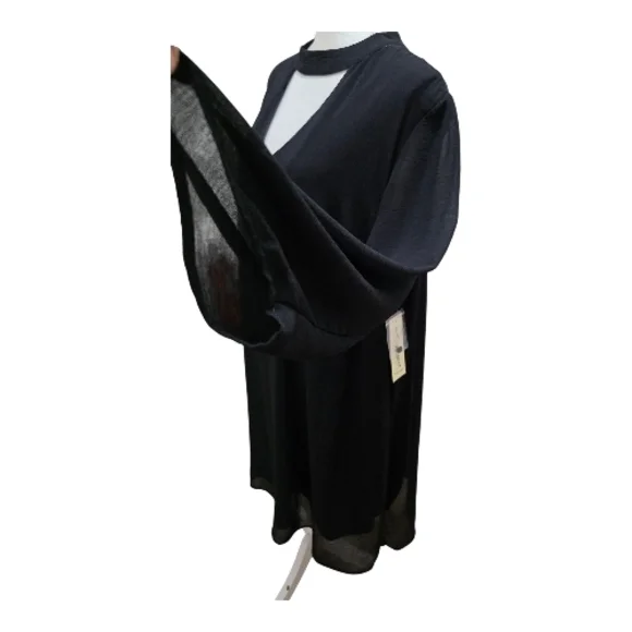 Tacera Elegant Black Long Sleeve Dress, Woman 2X - Picture 4 of 9
